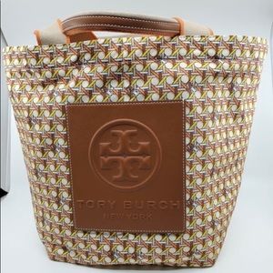 Tory Burch Small Nylon Buttermilk Basketweave Tote New Without Tags